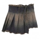 Retro Vintage Blue Hot Girl Low Waist Slim A-line Skirt