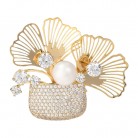 High-grade Ginkgo Leaf Flower Basket Brooch