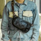 Make Old Washed Cowhide Waist Bag