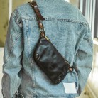 Make Old Washed Cowhide Waist Bag