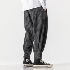 Striped Wool And Fleece Thickened Loose Chinese Style Overalls