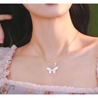 White Shell Fritillaria Butterfly Necklace