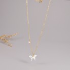 White Shell Fritillaria Butterfly Necklace