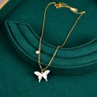 White Shell Fritillaria Butterfly Necklace