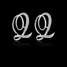 26 English Alphabet Letter Electroplated Alloy Diamond Women's Earrings