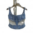 Mesh Panel Denim Tank Top Female