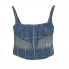 Mesh Panel Denim Tank Top Female