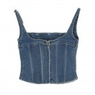 Mesh Panel Denim Tank Top Female