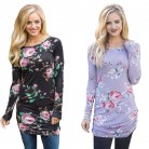 Women's Long-sleeved Printed Slim-fit Mid-length T-shirt Top