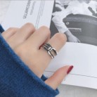 Multi-layer Line Knotting Fashion Trend Wide Face Silver Ring