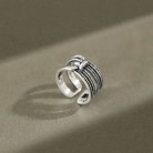 Multi-layer Line Knotting Fashion Trend Wide Face Silver Ring