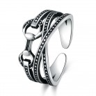 Women's Fashion Personality Antique Thai Silver Bright Polished Line Ring