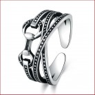 Women's Fashion Personality Antique Thai Silver Bright Polished Line Ring