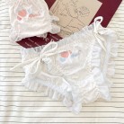 Lace-up Pure Cotton Peach Embroidered Lace Underwear For Women