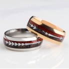 Stainless Steel Wood Grain Arrow Inlaid Ring