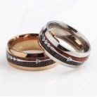 Stainless Steel Wood Grain Arrow Inlaid Ring