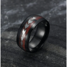 Stainless Steel Wood Grain Arrow Inlaid Ring