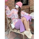 Japanese Love Contrast Color Sweater Female Gentle Wind Lazy Retro