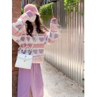 Japanese Love Contrast Color Sweater Female Gentle Wind Lazy Retro