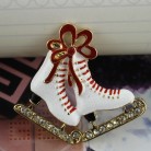 White Leather Boots Enamel Zinc Alloy Brooch Collar Pin Scarf Buckle Christmas Gift