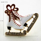 White Leather Boots Enamel Zinc Alloy Brooch Collar Pin Scarf Buckle Christmas Gift