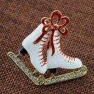 White Leather Boots Enamel Zinc Alloy Brooch Collar Pin Scarf Buckle Christmas Gift