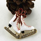 White Leather Boots Enamel Zinc Alloy Brooch Collar Pin Scarf Buckle Christmas Gift