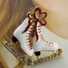 White Leather Boots Enamel Zinc Alloy Brooch Collar Pin Scarf Buckle Christmas Gift