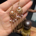 Natural Pearl Classic Tassel Style Auspicious Earrings