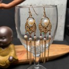 Natural Pearl Classic Tassel Style Auspicious Earrings