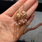 Natural Pearl Classic Tassel Style Auspicious Earrings