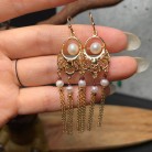 Natural Pearl Classic Tassel Style Auspicious Earrings