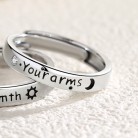 Men's And Women's Fashion Sterling Silver Simple Monogrammed Couple's Ring