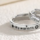 Men's And Women's Fashion Sterling Silver Simple Monogrammed Couple's Ring