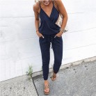 Fashion Casual Lace Up Pocket Backless Sling Women's Jumpsuit