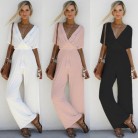 Plus Size Slimming And Wide Leg Casual Lace Up Corset Jumpsuit