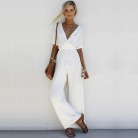 Plus Size Slimming And Wide Leg Casual Lace Up Corset Jumpsuit