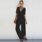 Plus Size Slimming And Wide Leg Casual Lace Up Corset Jumpsuit