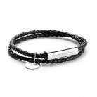 Stainless Steel Braided Leather Rope Couple Bracelet