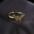 Simple And Lovely Small Butterfly Copper Plated Gold Color Retaining Ring