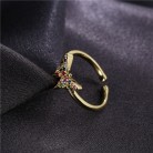 Simple And Lovely Small Butterfly Copper Plated Gold Color Retaining Ring