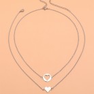 Creative Mother's Day Stainless Steel Love Collarbone Necklace 2-piece Set