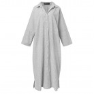 New Cotton And Linen Striped Cardigan Loose Large Temperament Commuter Irregular Dress