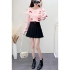 Fashionable And Lovely Milk Style With High Sweater Pleated Skirt Suit