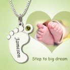 Personalized Name Necklace For Mother Custom Stainless Steel Baby Feet