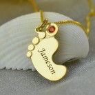 Personalized Name Necklace For Mother Custom Stainless Steel Baby Feet