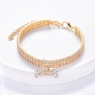 Necklace Cat Dog Three Row Rhinestone Zircon Bone Ornament Pet Collar