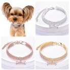 Necklace Cat Dog Three Row Rhinestone Zircon Bone Ornament Pet Collar