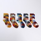 Cotton Medium Tube Classic Plaid Socks For Men