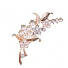 Fashion New Pearl Brooch Inlaid With Diamond Bauhinia Flower